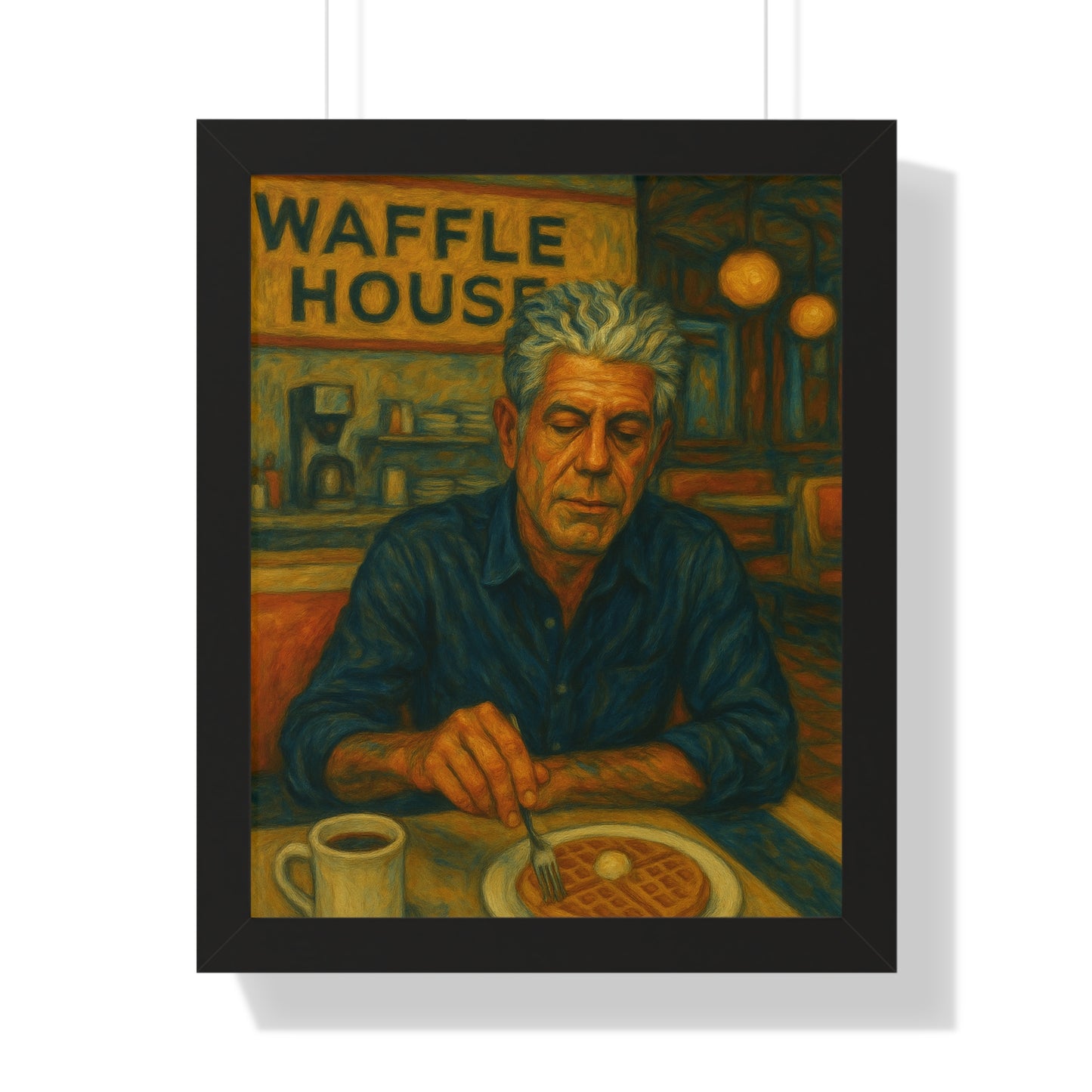 Framed Anthony Bourdain Art Poster Waffle House Wall