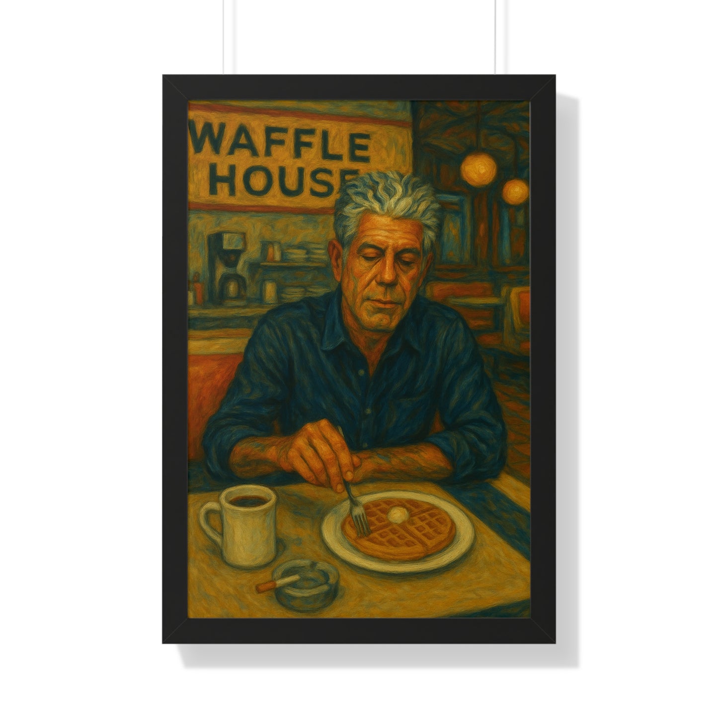 Framed Anthony Bourdain Art Poster Waffle House Wall